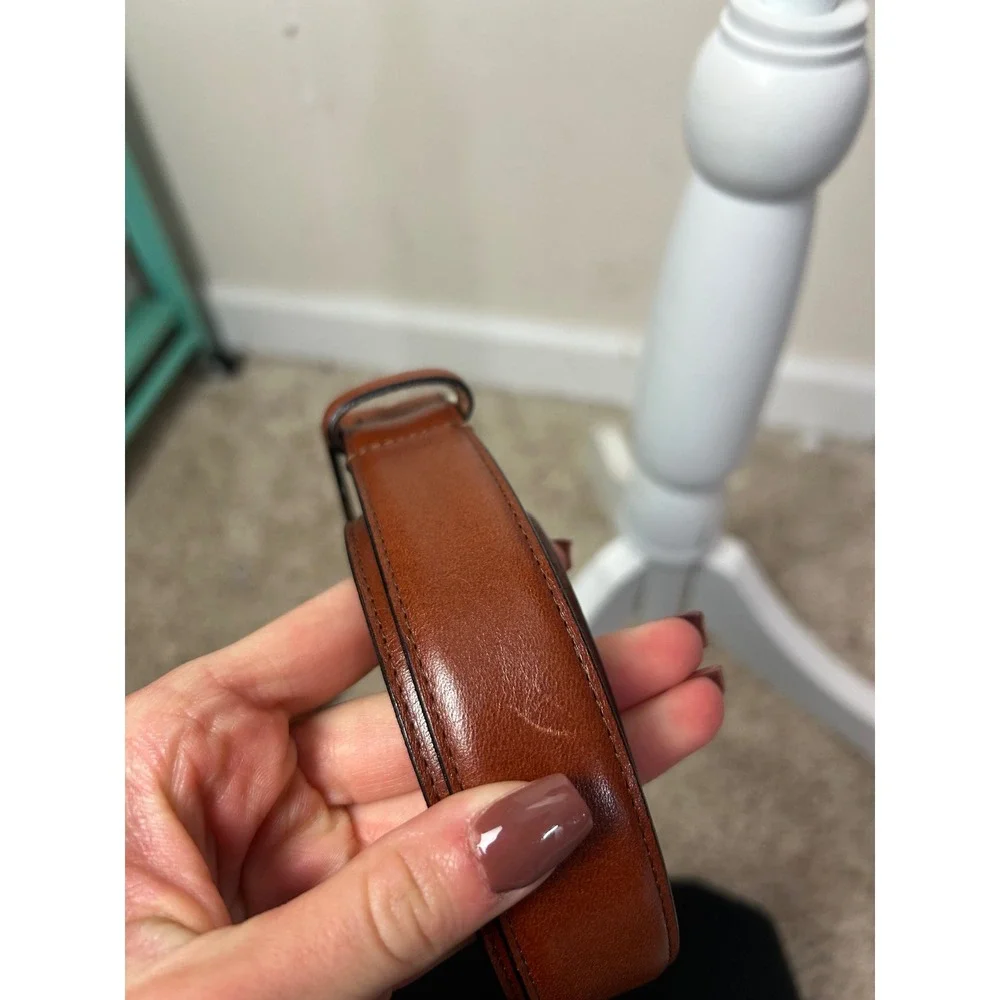 Mens Barneys New York Orange Brown Leather Belt Dress Belt Bundle Size 40 Causal